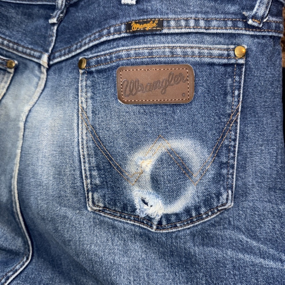 Wrangler Jeans Men's 40X36 Blue Denim Cowboy Cut Rodeo Distressed 47MWZPW - Picture 4 of 13